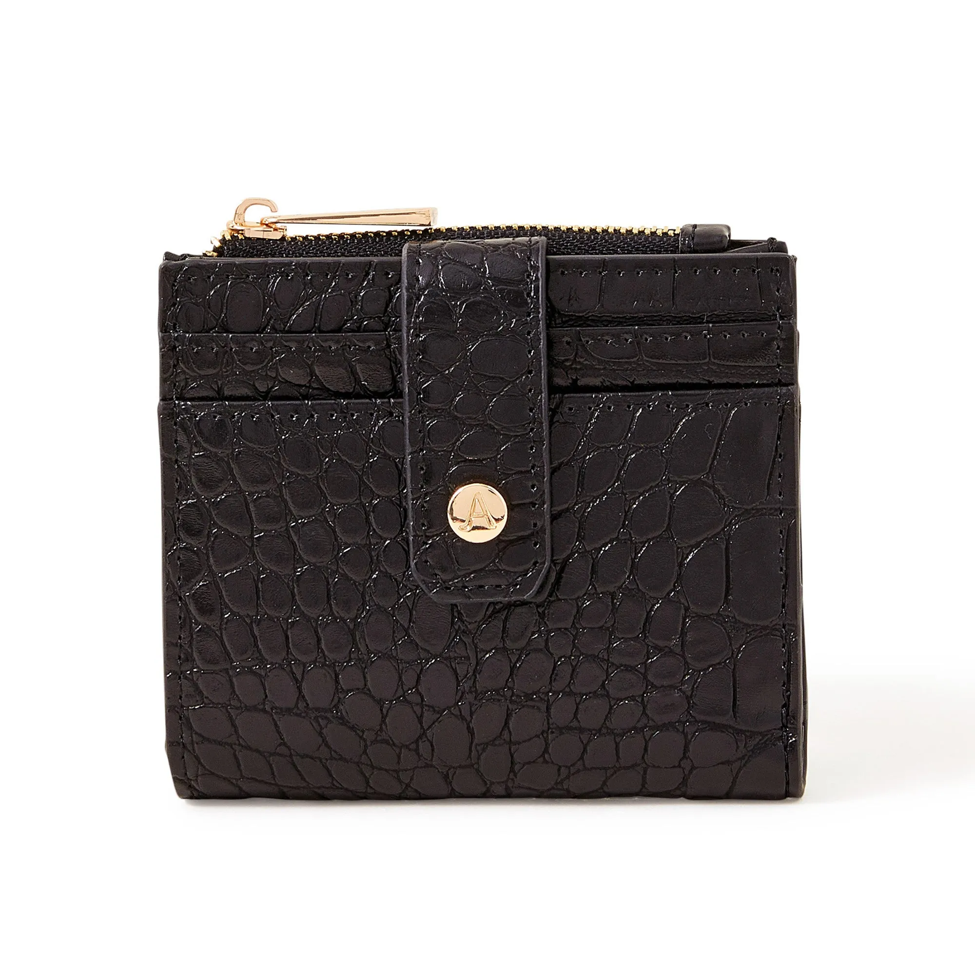 Accessorize London Women's Black
 Croc Cardholder Zip