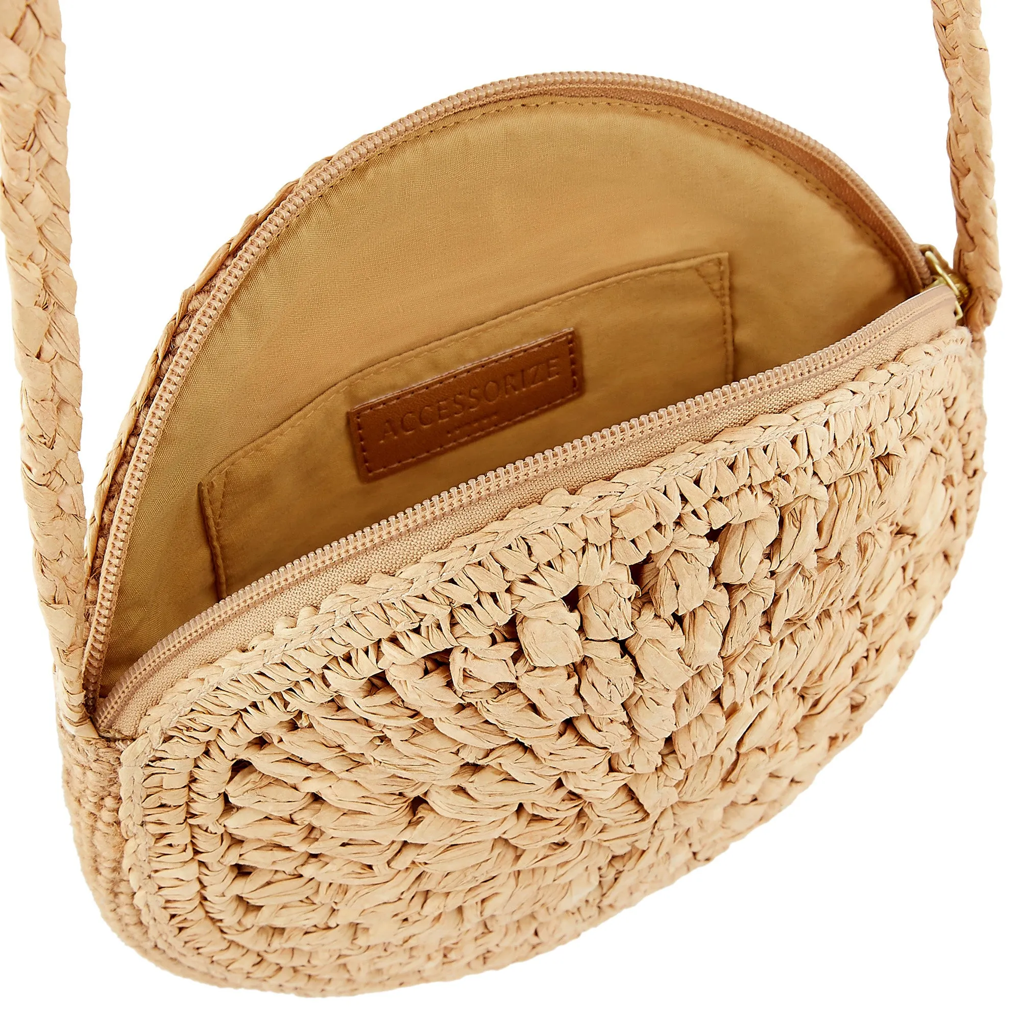 Accessorize London Women's Catherine Raffia Circle Xbody Bag