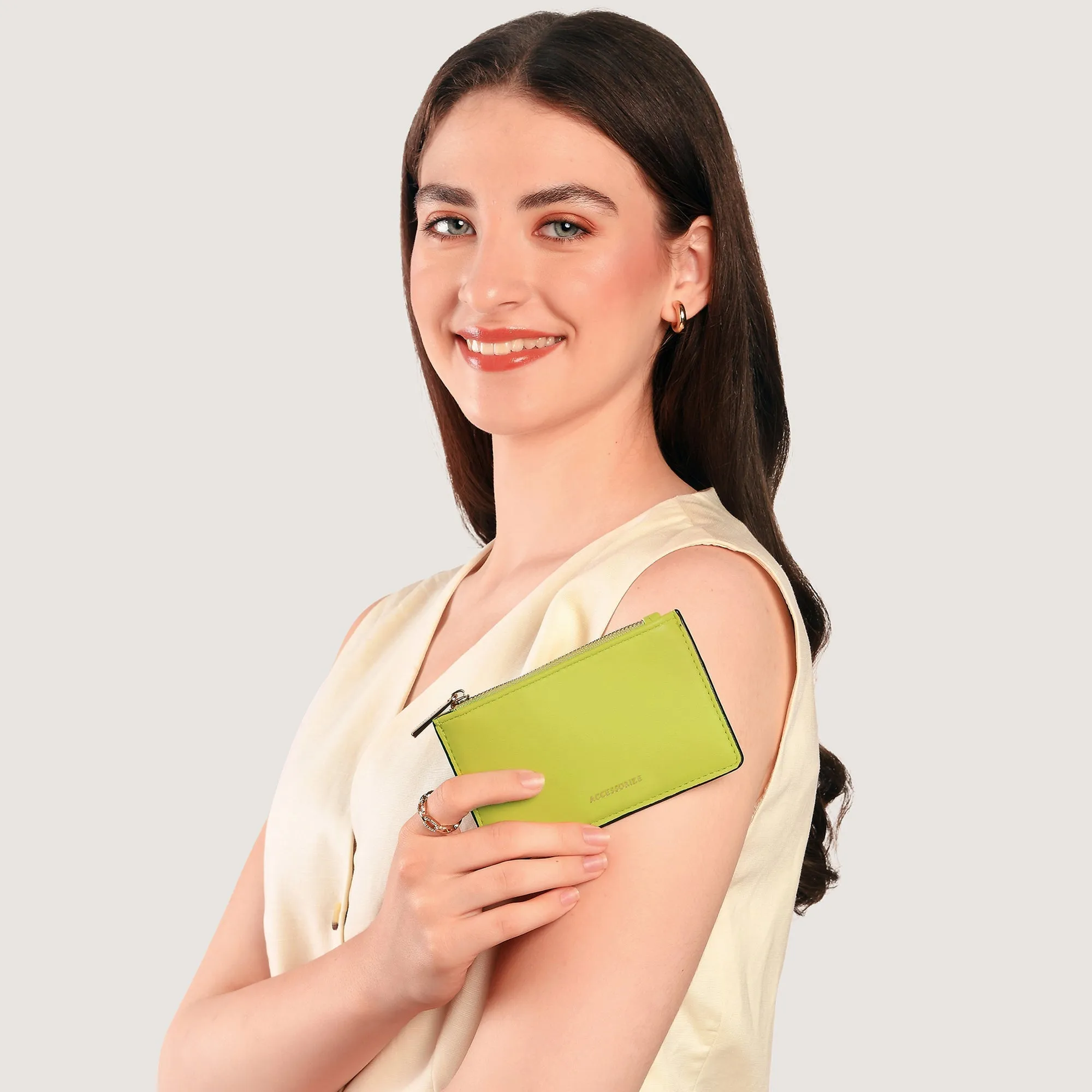 Accessorize London Women's Light Green Classic Card Holder