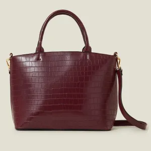 Accessorize London Women's Maroon Faux Croc Handheld Bag