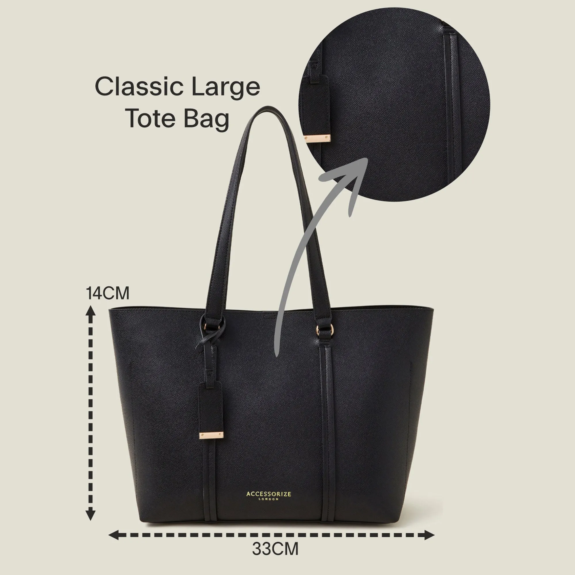 Black Classic Large Tote Bag