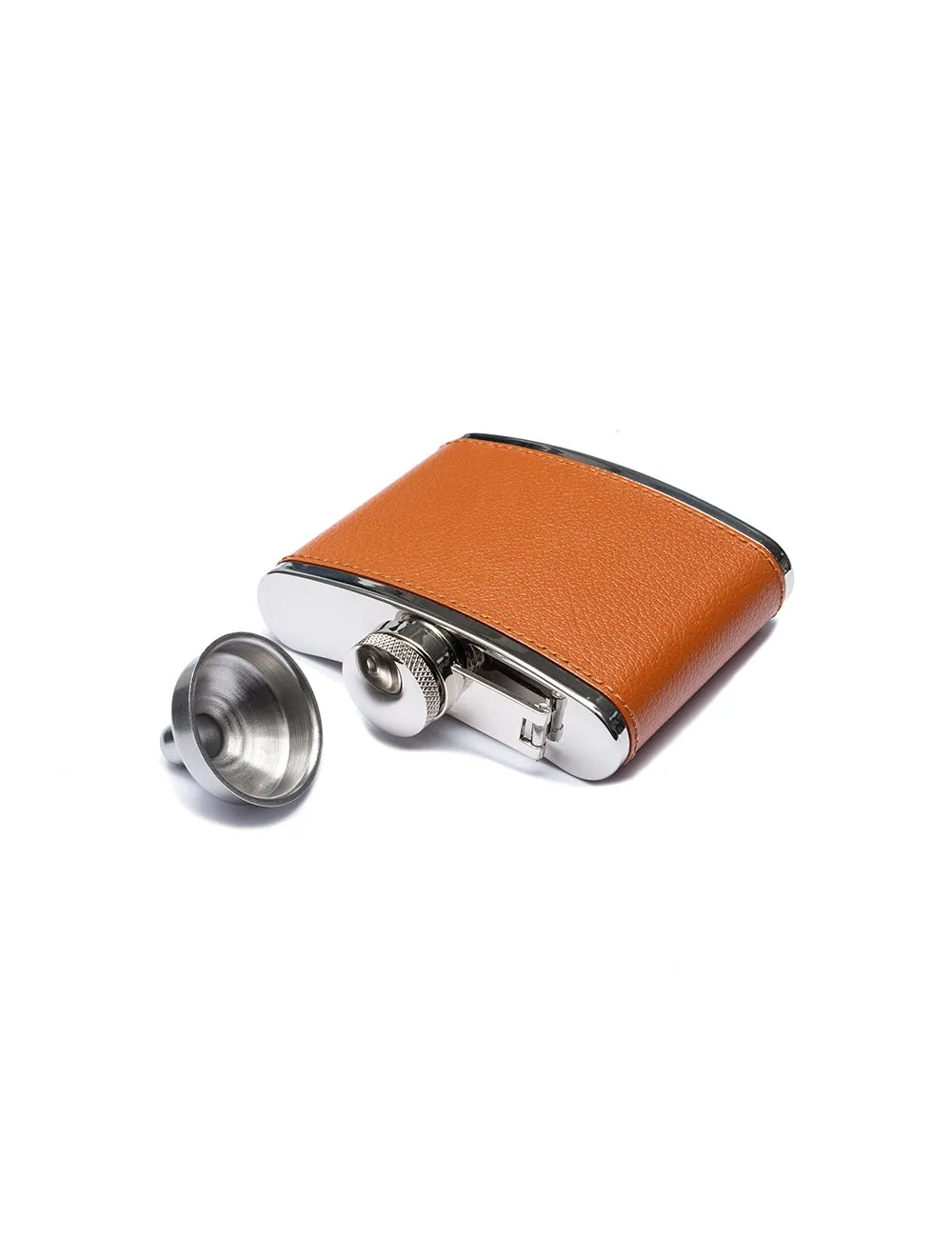 Capra 4oz Captive Top Hip Flask Tan