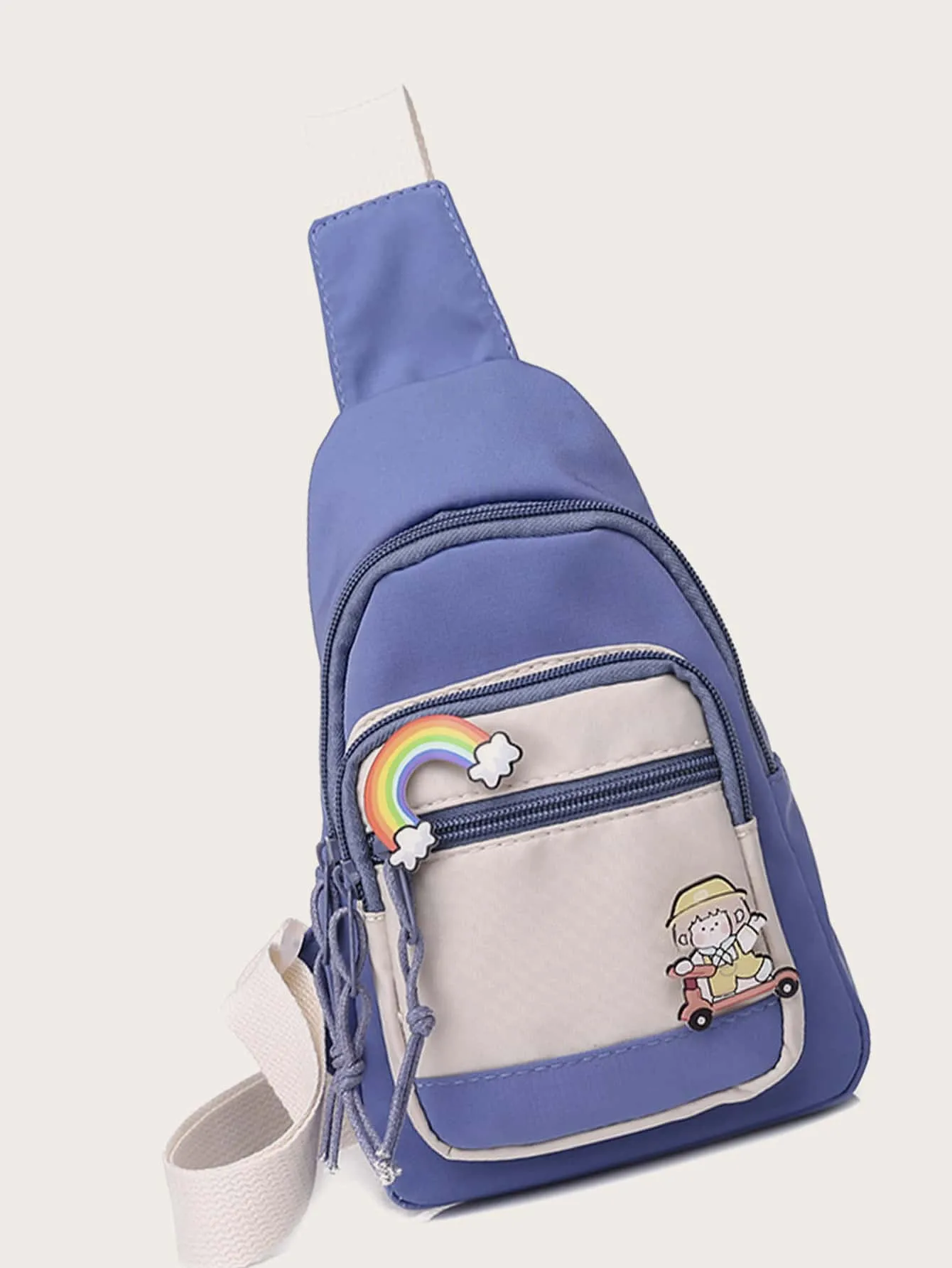 Cartoon Decor Color Block Sling Bag