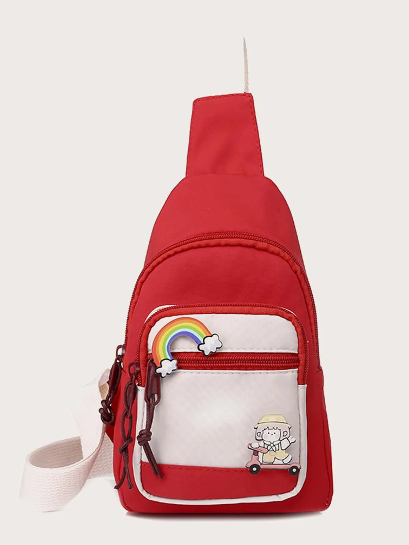 Cartoon Decor Color Block Sling Bag