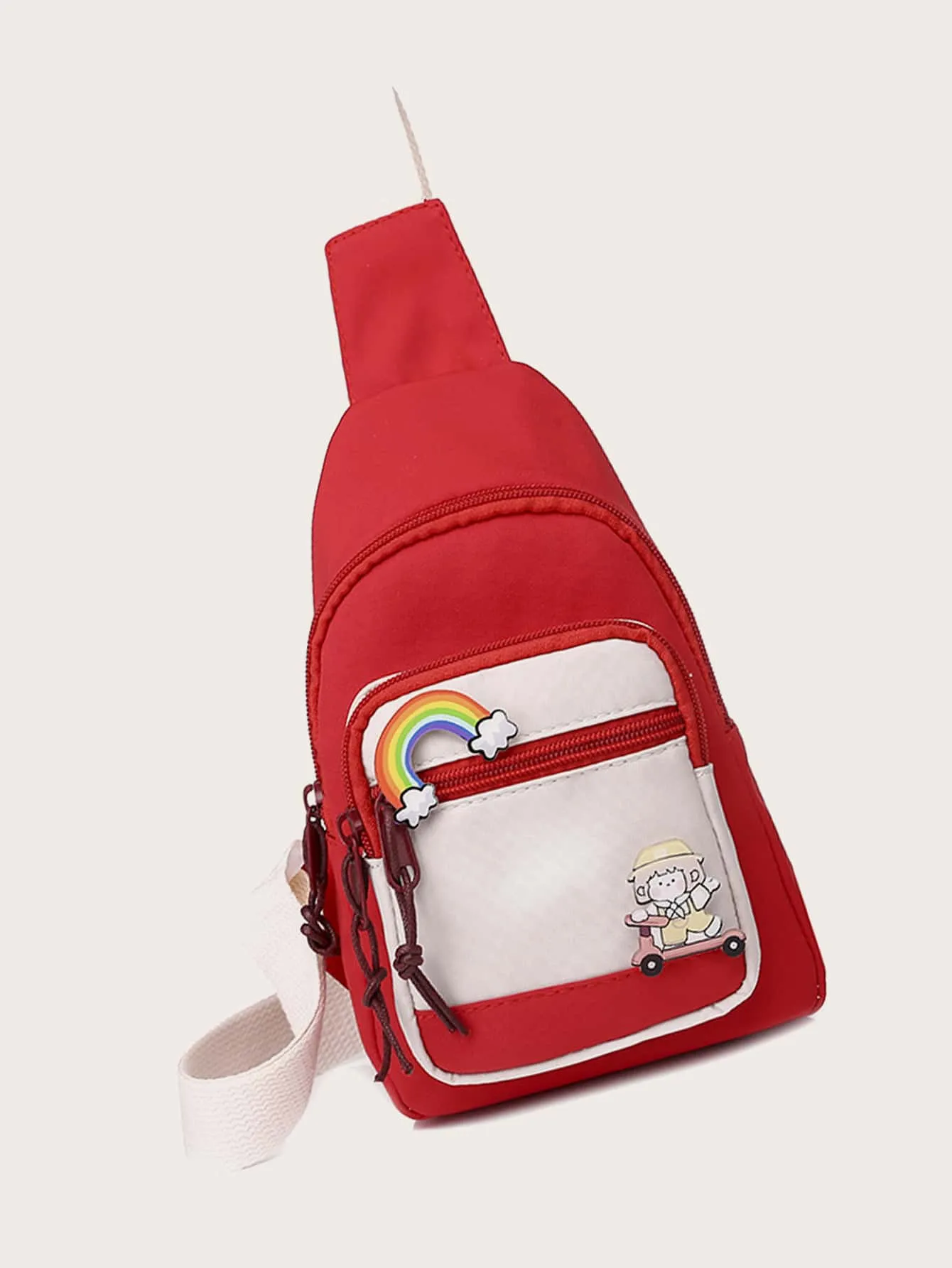 Cartoon Decor Color Block Sling Bag