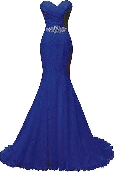 Chic Mermaid Sweetheart Long Lace Prom Dress