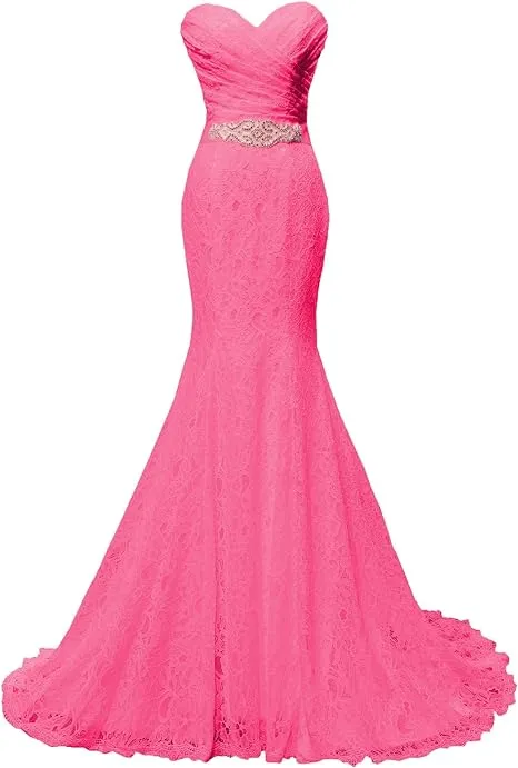 Chic Mermaid Sweetheart Long Lace Prom Dress