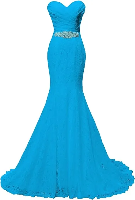 Chic Mermaid Sweetheart Long Lace Prom Dress