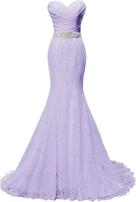 Chic Mermaid Sweetheart Long Lace Prom Dress