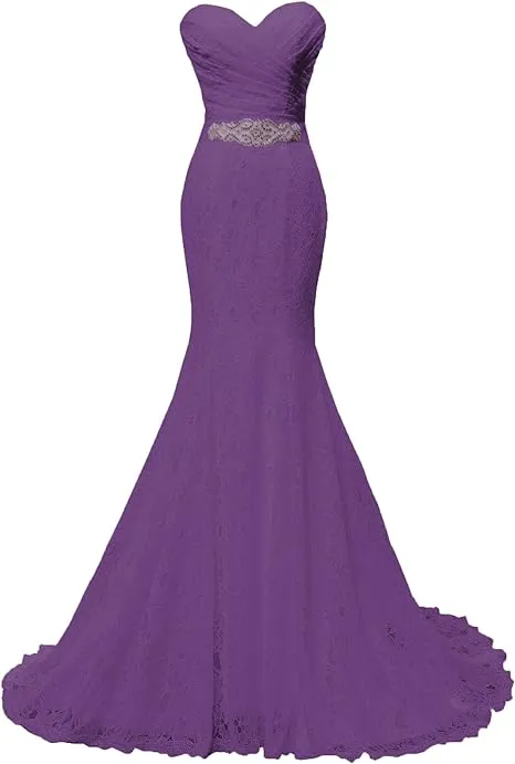 Chic Mermaid Sweetheart Long Lace Prom Dress