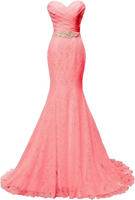 Chic Mermaid Sweetheart Long Lace Prom Dress