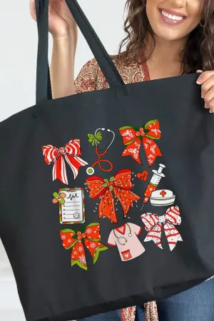 Christmas Nurse Canvas Jumbo Tote