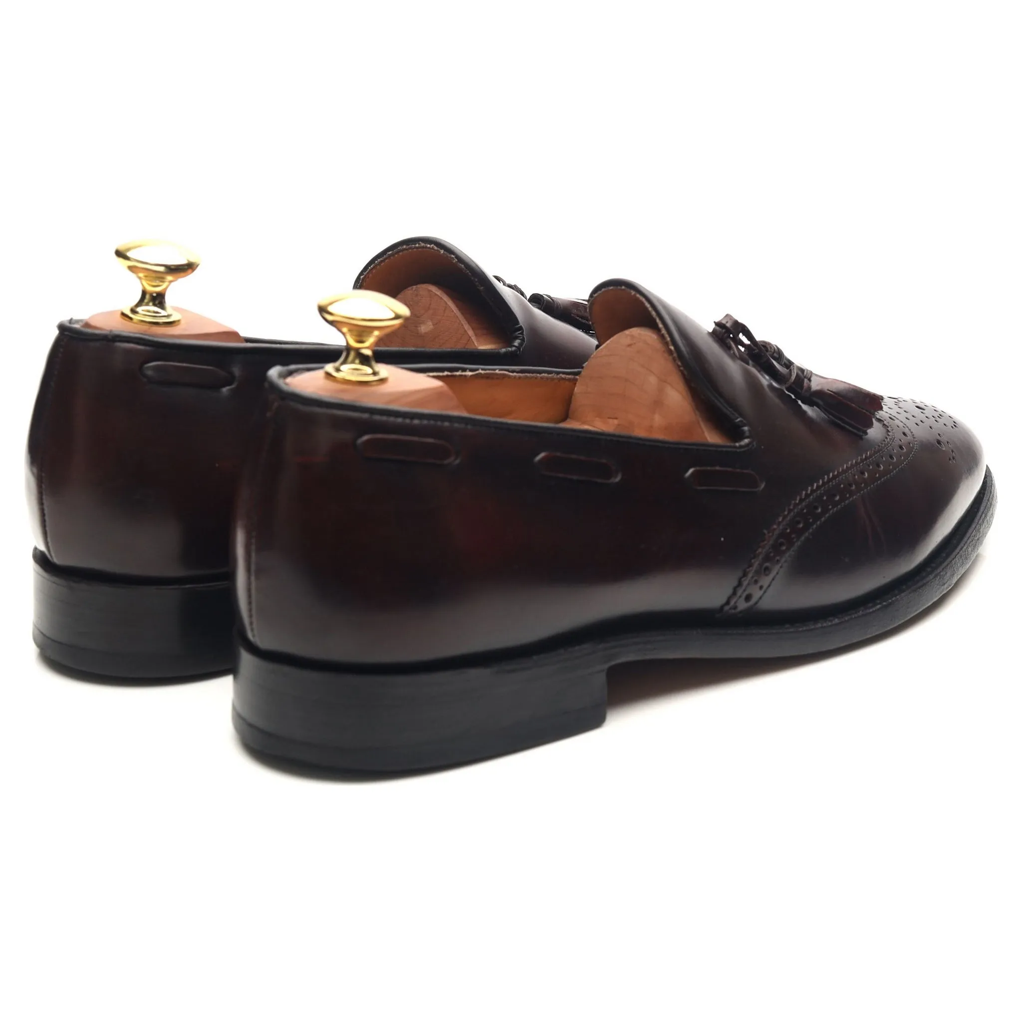 'Clive' Burgundy Leather Wing Cap Tassel Loafers UK 8 F