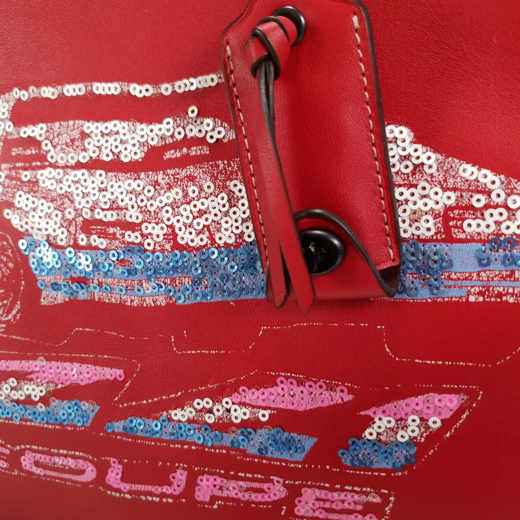 Coach Rogue 31 in 1941 Red with Z 41 Coupe Rally Race Car in Sequins - Handbag