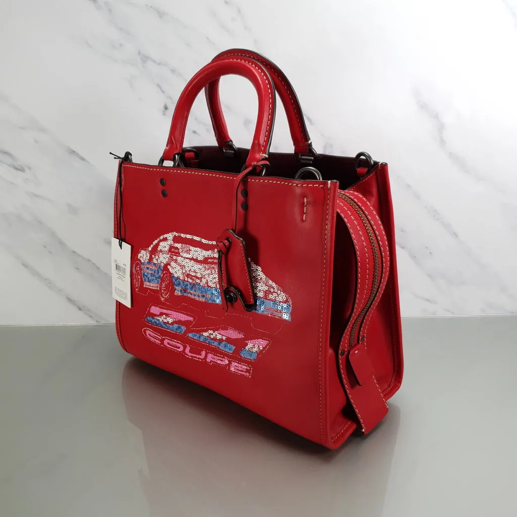 Coach Rogue 31 in 1941 Red with Z 41 Coupe Rally Race Car in Sequins - Handbag