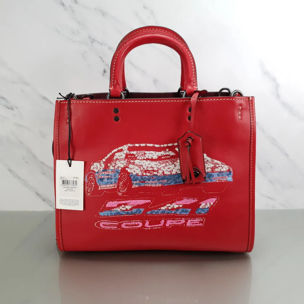 Coach Rogue 31 in 1941 Red with Z 41 Coupe Rally Race Car in Sequins - Handbag