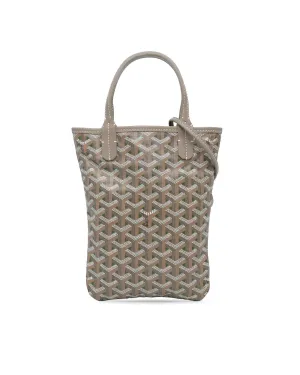 Coated Canvas Tote with Leather Trim and Detachable Strap