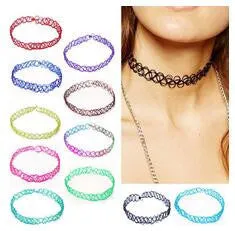 Collares Vintage Stretch Tattoo Punk Retro Gothic Elastic Choker Necklace