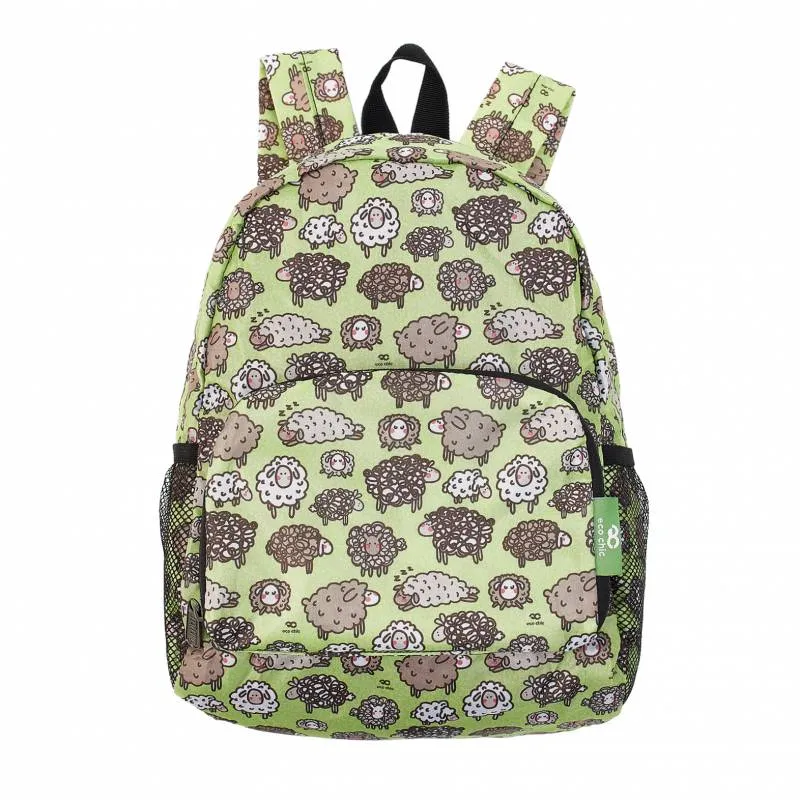 Eco Chic G27 Green Cute Sheep Recycled Plastic Mini Kids Backpack