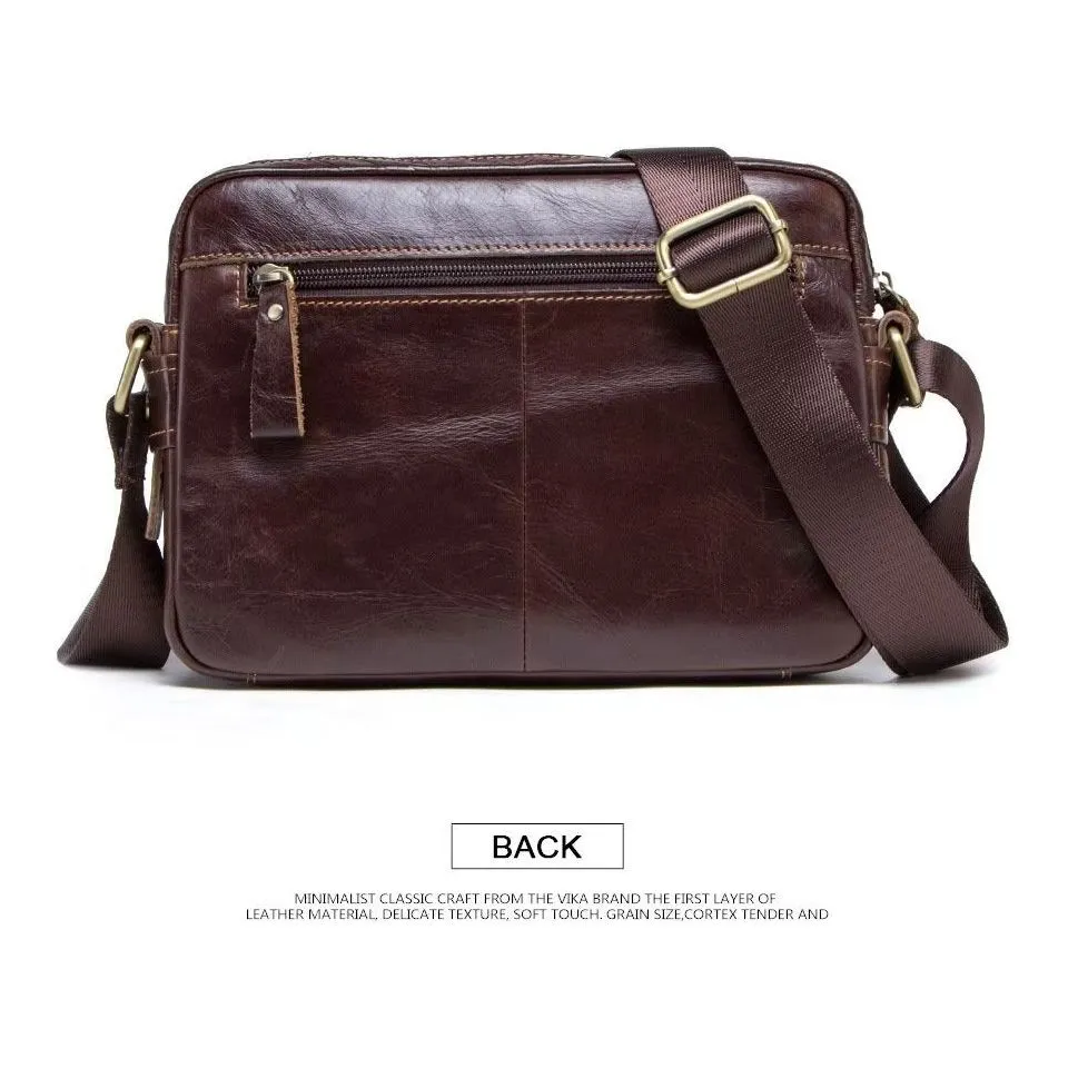 Elegant Crazy Horse Leather Men's Compact Crossbody Bag