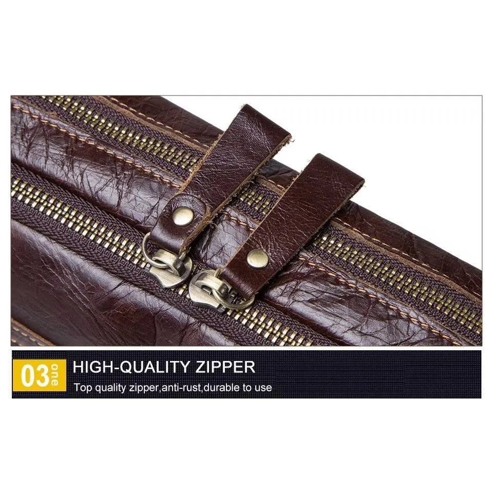 Elegant Crazy Horse Leather Men's Compact Crossbody Bag