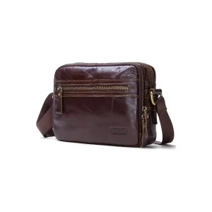 Elegant Crazy Horse Leather Men's Compact Crossbody Bag