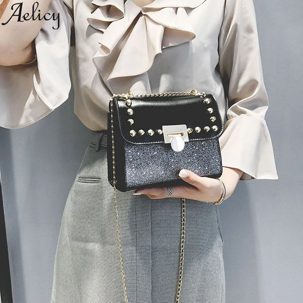 Fashion Sequins Leather Shoulder Bags