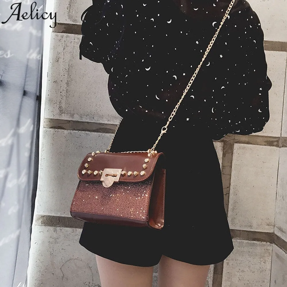 Fashion Sequins Leather Shoulder Bags