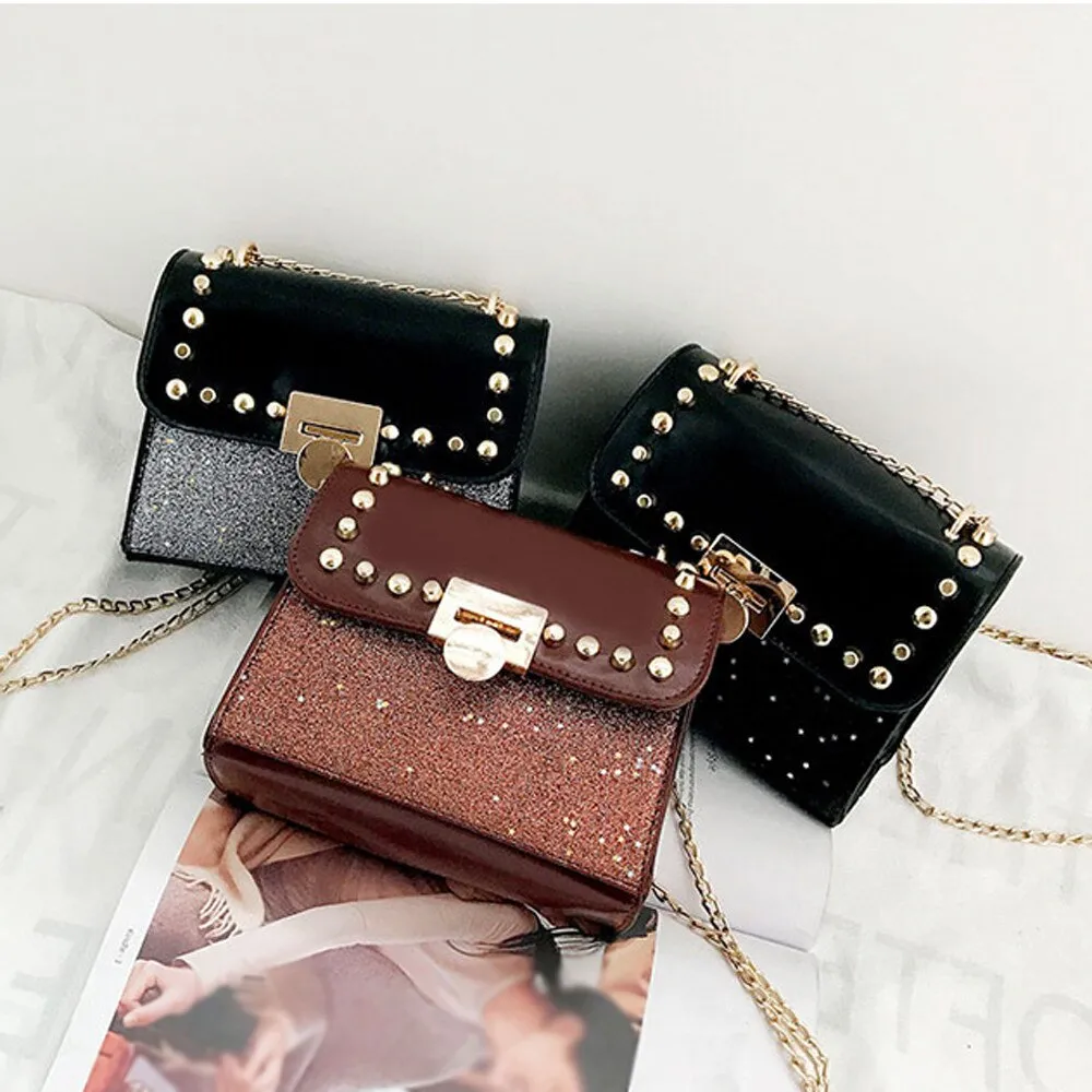 Fashion Sequins Leather Shoulder Bags