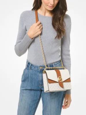 Greenwich Small Color-Block Logo and Saffiano Leather Crossbody Bag