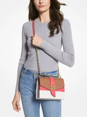 Greenwich Small Color-Block Logo and Saffiano Leather Crossbody Bag