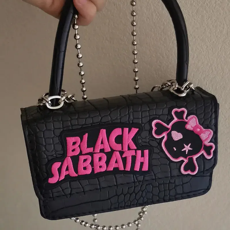 Harajuku Handle Vintage Crossbody Punk Casual Black Gothic Chain Y2k Bag