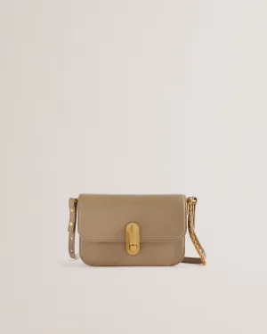 Kkaysa Polished Small Leather Crossbody Bag Taupe