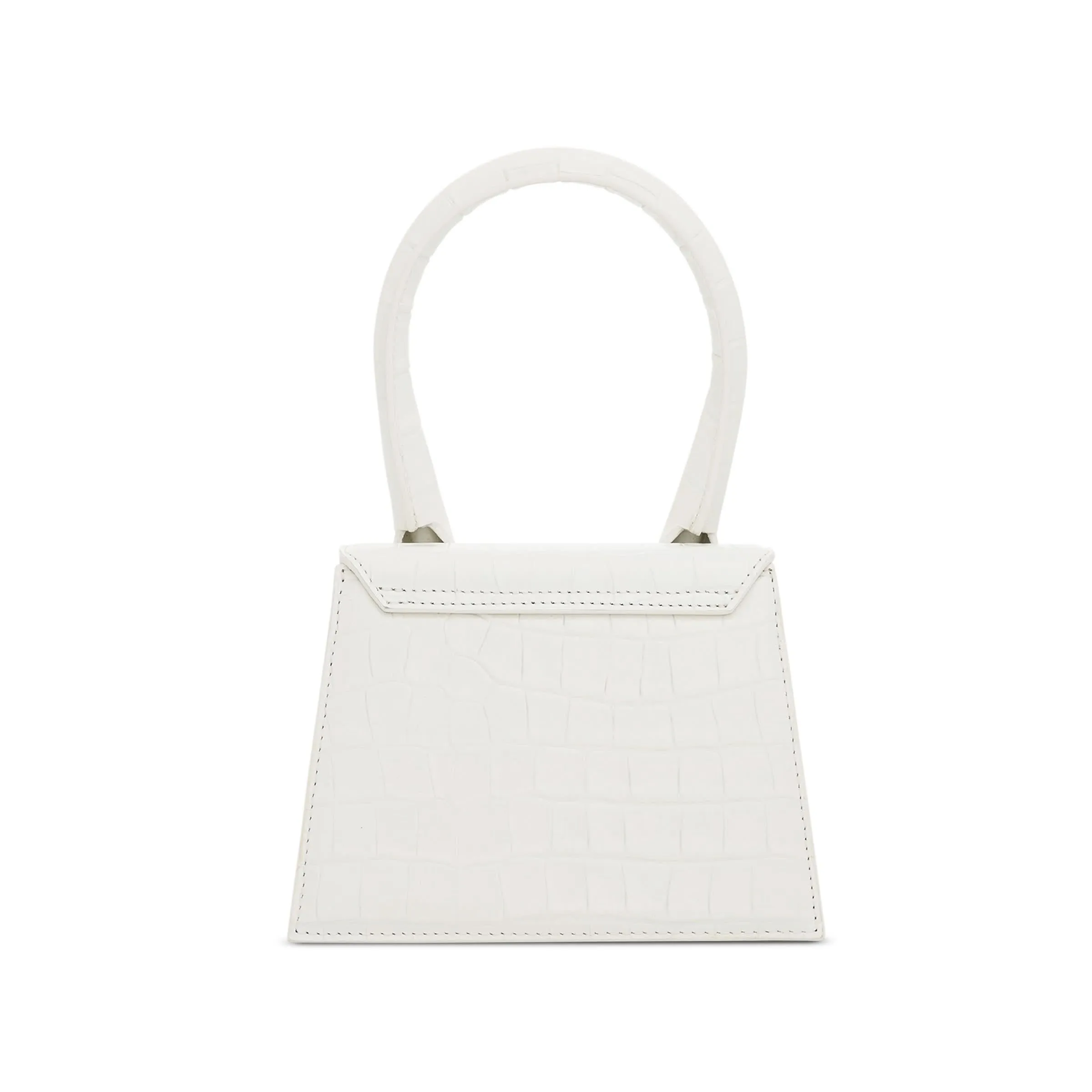 Le Chiquito Moyen Croc Embossed Leather Bag in Ivory