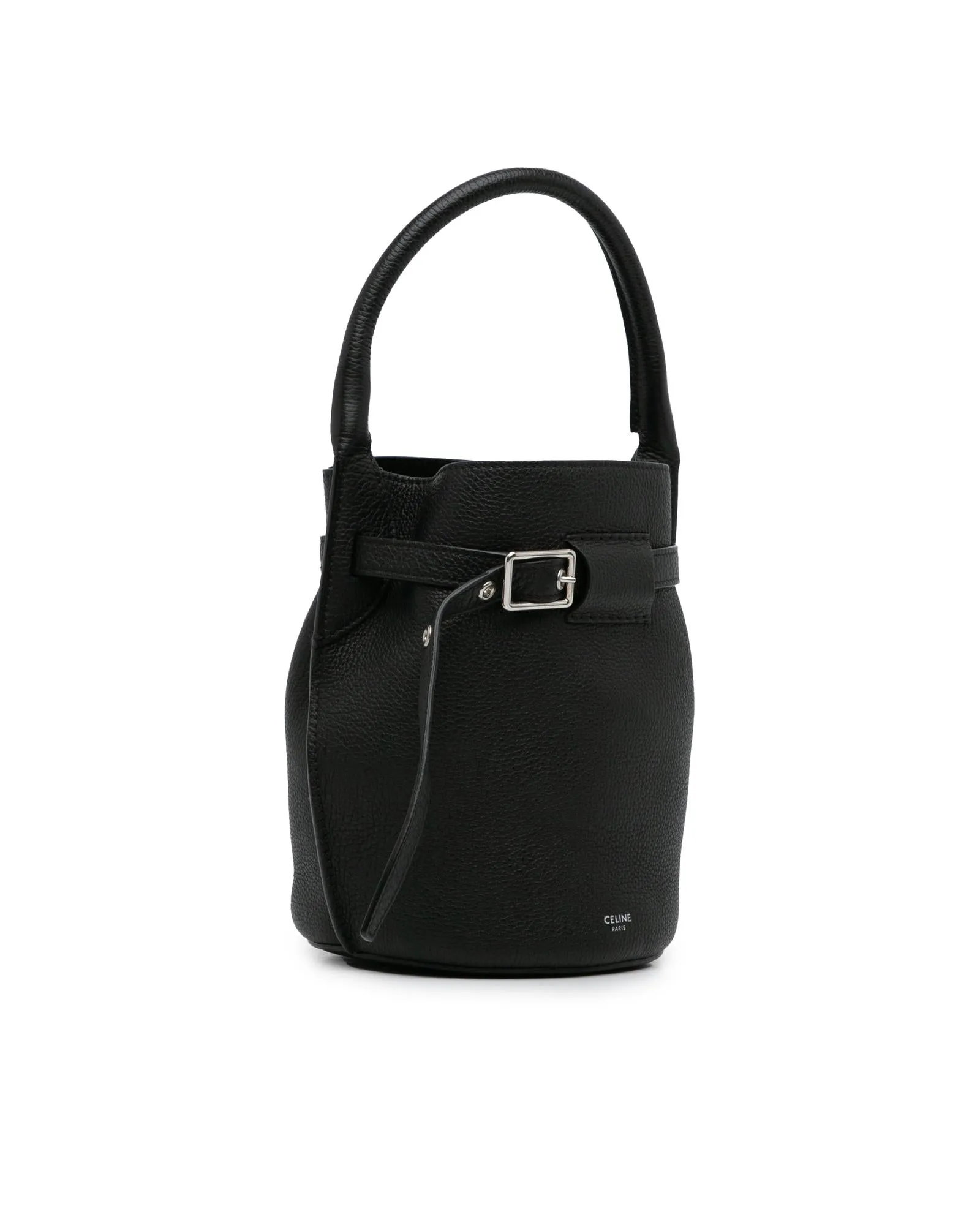 Leather Bucket Bag with Detachable Strap and Interior Pocket