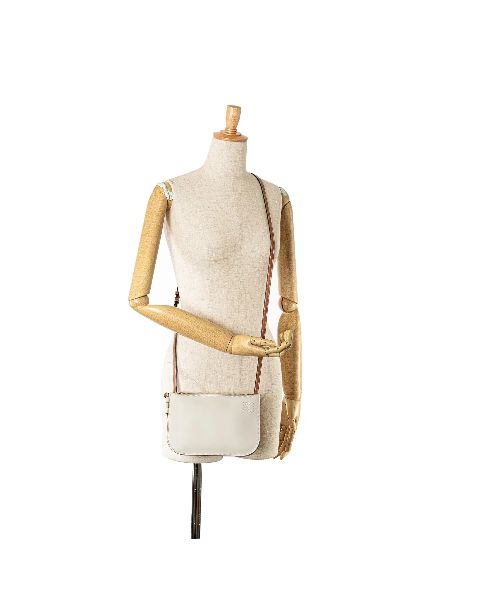 Leather Crossbody Bag with Double Zip and Adjustable Strap