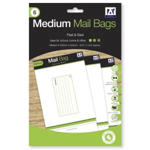 Medium Mailing Bags - 6 Pack Peel & Seal 24cm x 32cm Extra Strong Weather Resistant Recyclable Write-On Surface Addressing