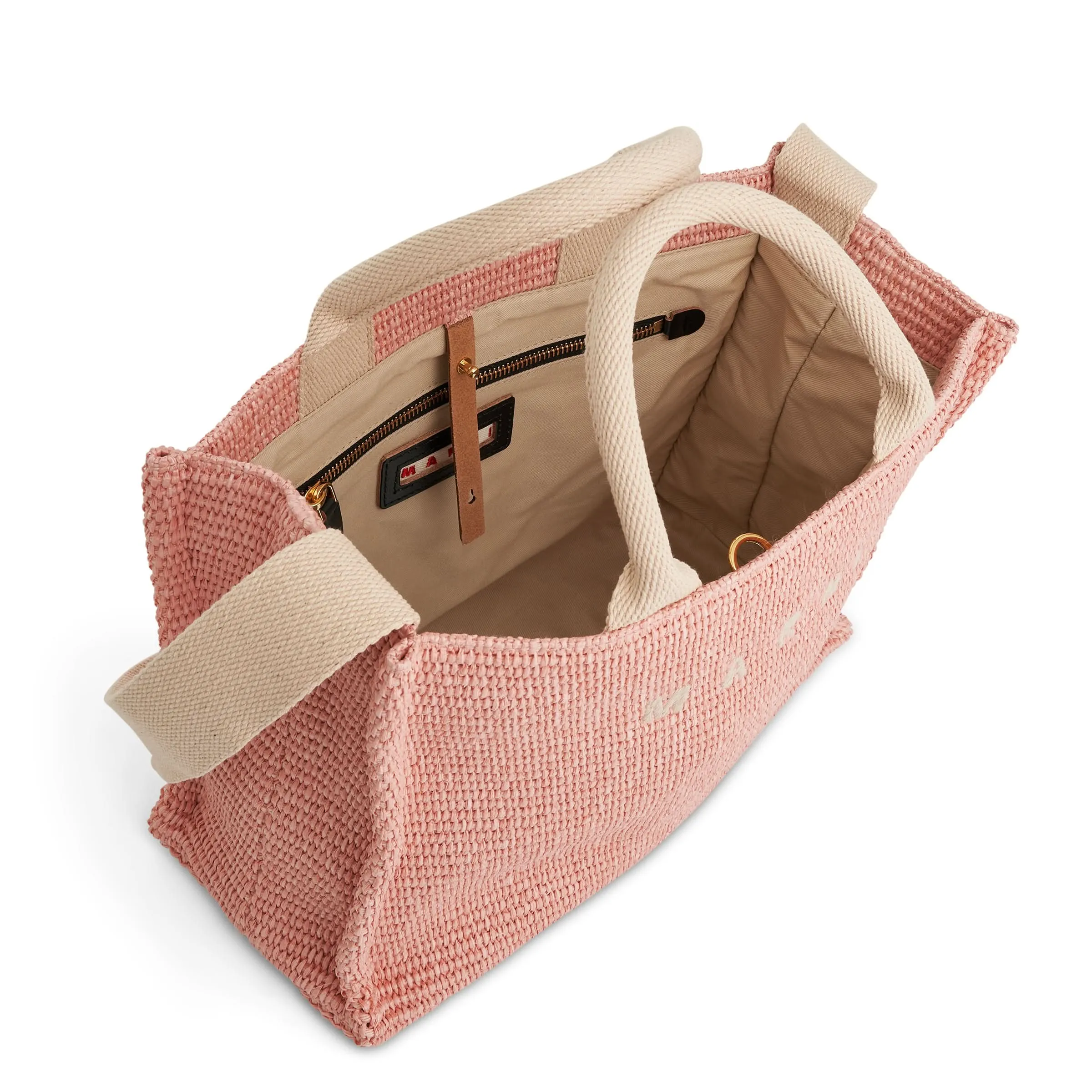 Raffia Small Shopping Bag in Pink