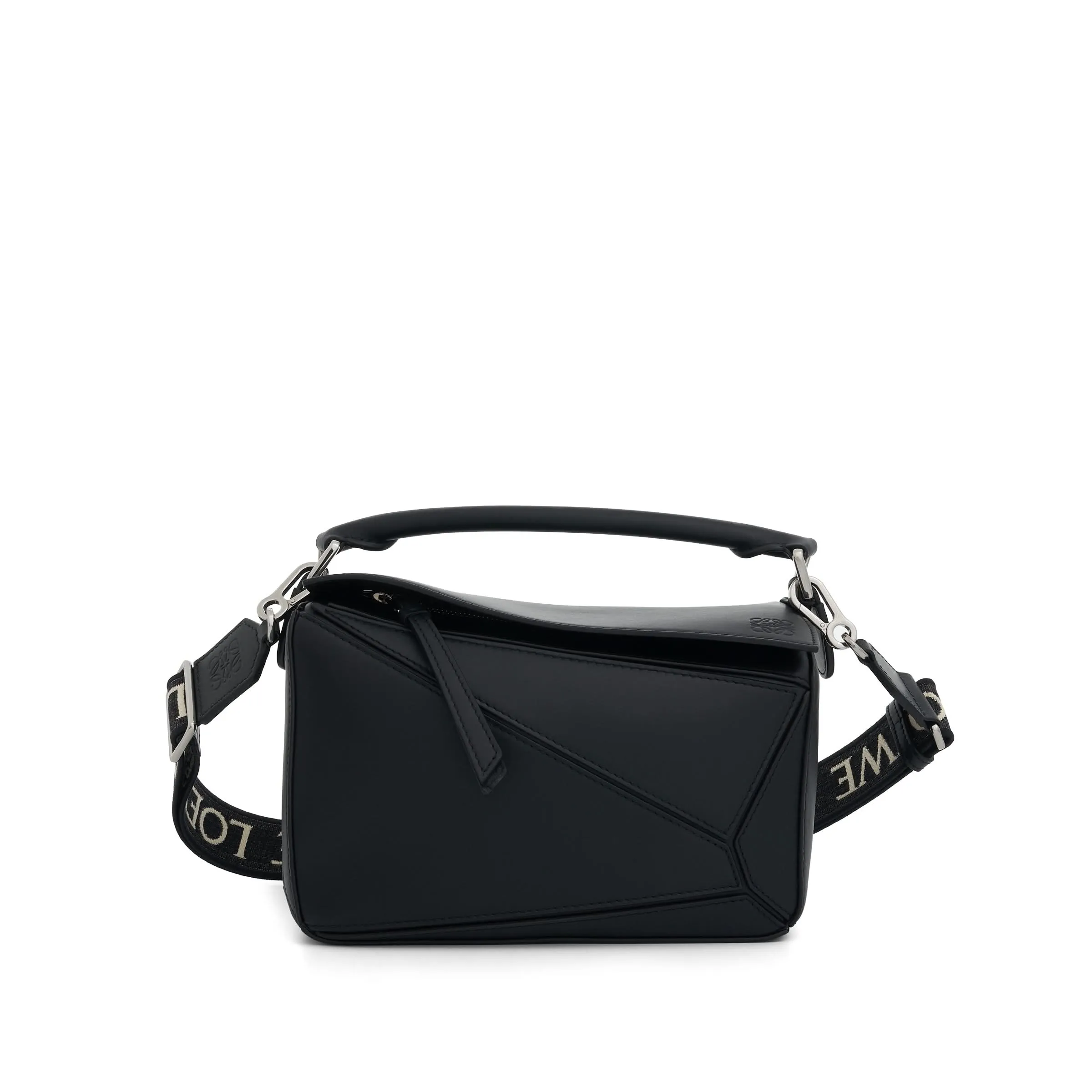 Small Puzzle Bag in Satin Calf in Black