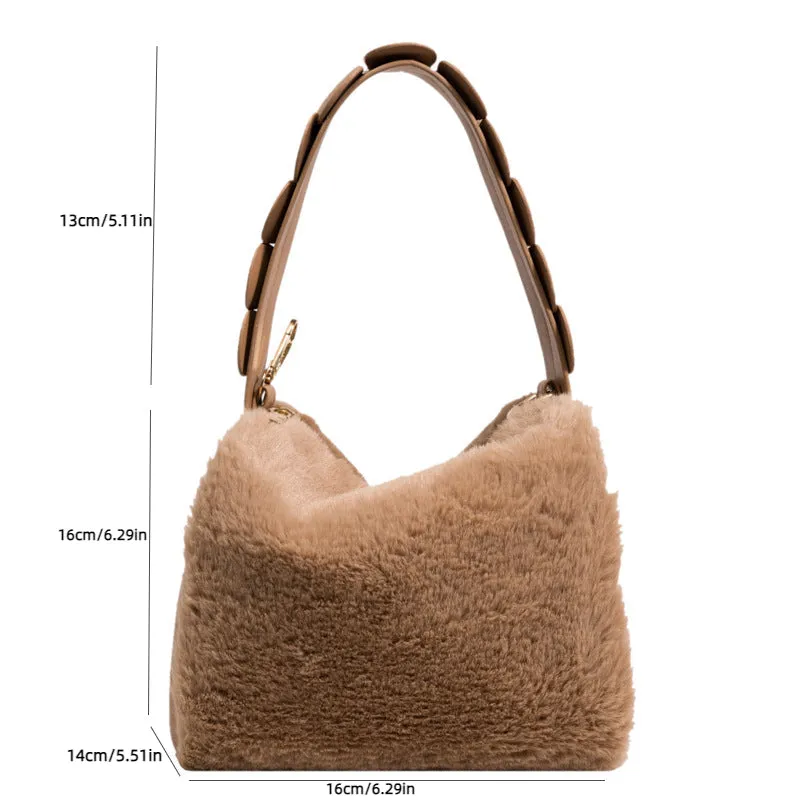 Sohiwoo Fashion Fluffy Plush Handbag Chain Crossbody Bag Casual Versatile Shoulder Bag & Purse