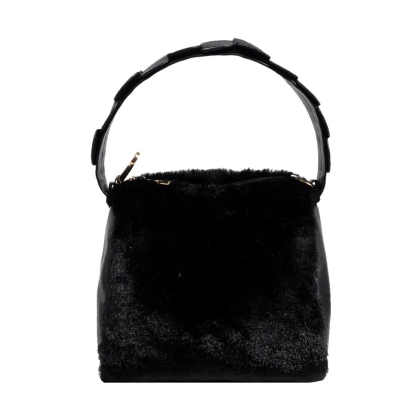 Sohiwoo Fashion Fluffy Plush Handbag Chain Crossbody Bag Casual Versatile Shoulder Bag & Purse