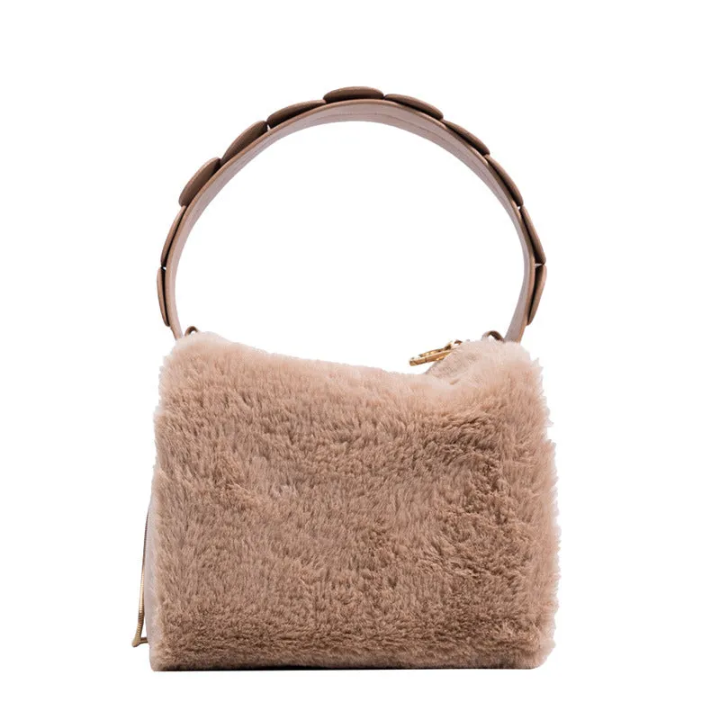 Sohiwoo Fashion Fluffy Plush Handbag Chain Crossbody Bag Casual Versatile Shoulder Bag & Purse