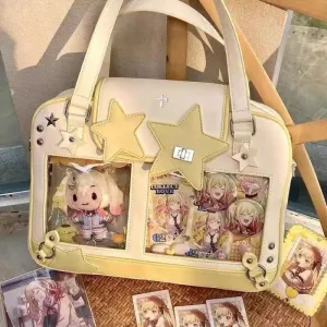 Sohiwoo Y2K Trendy Star Ita Bag Lolita Girl Transparent Pocket Fashion Crossbody Bag Women's DIY Display Shoulder Bag Cute Purse Handbag