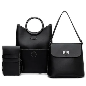 Top Quality Women Fashion Trendy handbag  3Set-Black