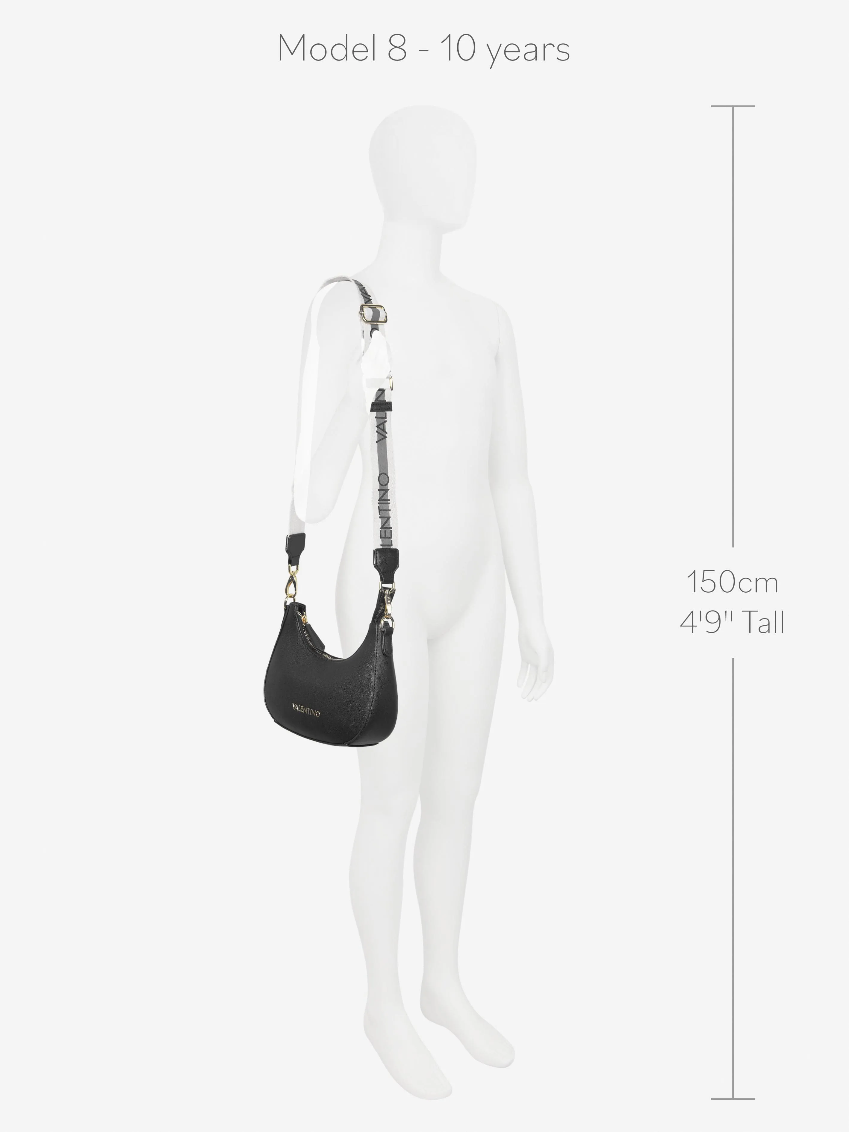 Valentino Girls Zero Hobo Bag in Black (W: 6cm)