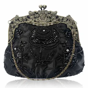 Vintage Beaded Evening Clutch Bag Prom Cocktail Party Handbag