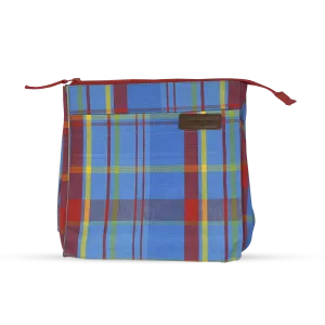 Wash Bag Tall - Manic Madras - Blue