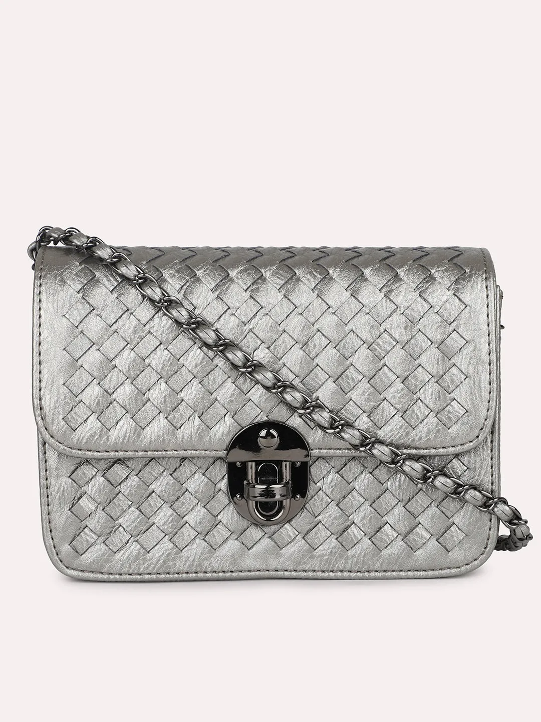 Women Pewter Textured Sling Bag