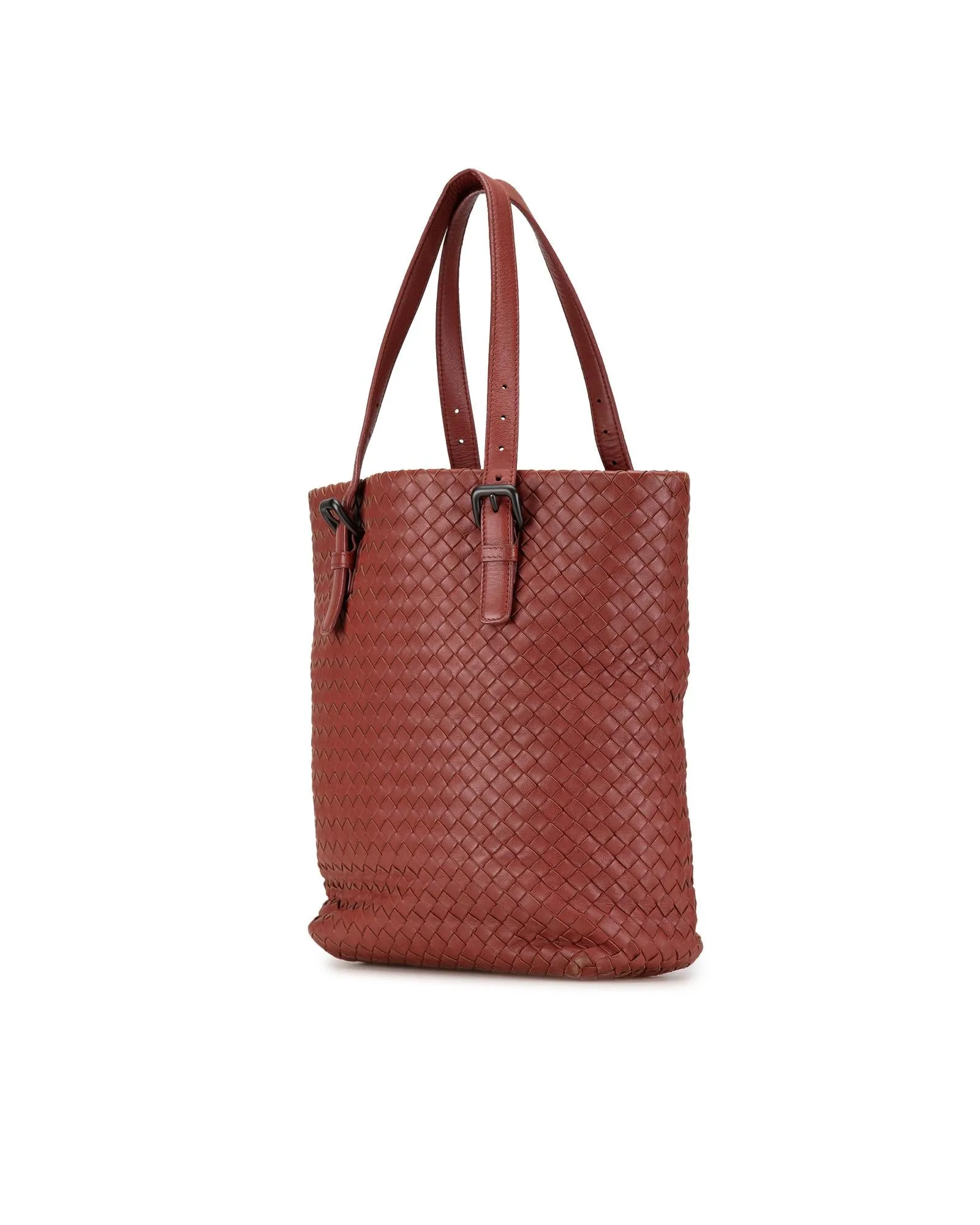 Woven Leather Tote with Adjustable Handles