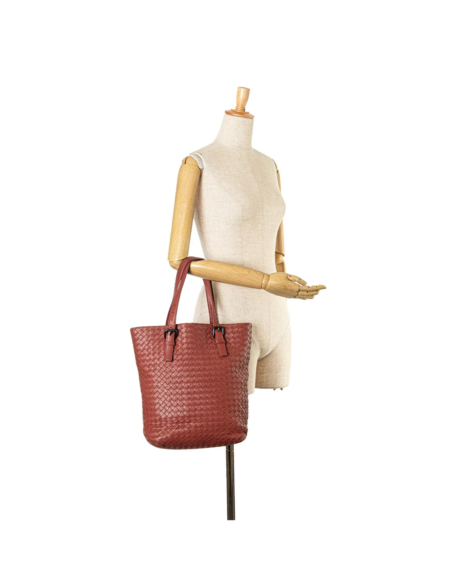 Woven Leather Tote with Adjustable Handles